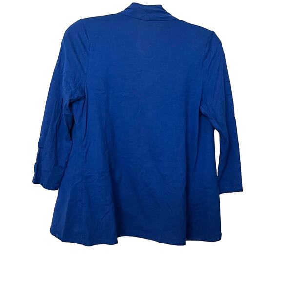 CHARTER CLUB OPEN FRONT LONG SLEEVE JACKET, WOMENS, P/S, BLUE, DRAPED , COTTON - Picture 3 of 8